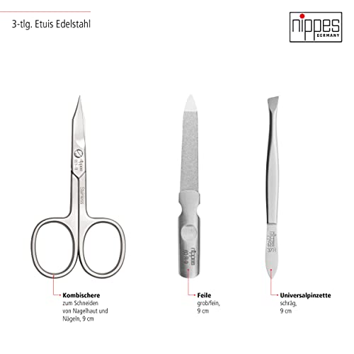 Luxury German Manicure Set Premium Stainless Steel Grooming Kit Hand Made in Solingen Germany in Genuine Leather Case with Bonus Shpitser Crystal Glass Professional Nail File - Image 3