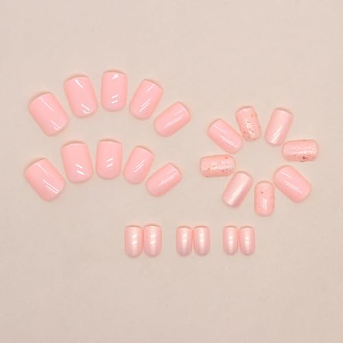 Extra Short Square Orange Glitter Press on Nails for Women - 24 Pcs Reusable Kit - Image 3