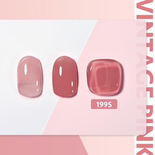 GAOY Jelly Nude Gel Nail Polish, 16ml Sheer Pink Translucent Soak Off Gel Polish, UV Light Cure for Nail Art DIY, 1995 Vintage Pink - Image 2