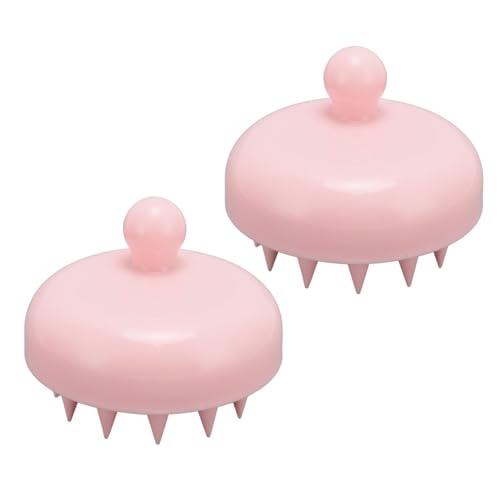 2pcs Hair Washing Shampoo Brush Soft Bristles, Easy Lathering, Hanging Design, Comfortable Grip, Detachable Design for Deep Cleaning and Itching Relief, with Silicone Lanyard, Pink - Image 3