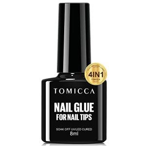 TOMICCA Super Strong Gel Nail Glue Acrylic Nails, Gel Nail Glue Easy Application Long Lasting Clear Glossy No Wipe, Nail Glue for Press on Nails Gel Nail Glue Curing Needed(Nail Glue 8ml)