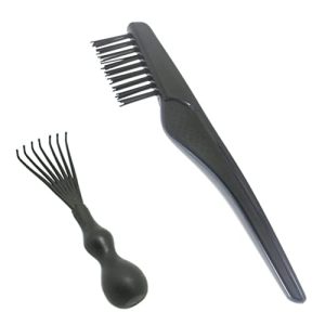 2 Sets Hair Comb Hairdressing Comb Metal Wire Brush Comb Cleaning Brush Hair Brush Cleaner Brush Cleaning Rake Hair Clipper Cleaning Brush Hair Kit Pp Material Smooth Nail Brush