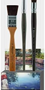 Escoda Set of 3 Watercolour Brushes - No. 12, 14, Round tip, French Flat Brush Handle, Synthetic Hair, Pablo Rubén Series, Iltimo Perla, Professional, Handmade in Barcelona