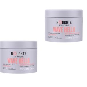 Noughty 97% Natural Wave Hello Curl Butter 3-in-1 Treatment, Moisturising Hair Mask, Leave-In Conditioner and Post Shampoo Conditioning Wash, with Sea Kelp and Gliadin Wheat Protein 300ml DUO