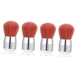 NOLITOY 4pcs Mushroom Head Dust Brush Blush Powder Applicator Multi Purpose Makeup Brush Portable Foundation Brush Lipstick Keychain Holder Eye Travel The Face Aluminum Tube Powder Brush