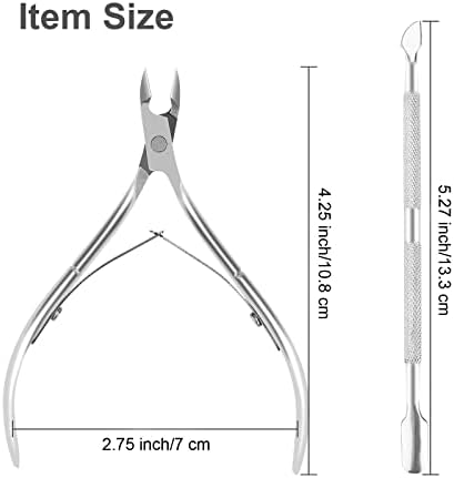 Metal Nail Cuticle Trimmer with Cuticle Pusher and Cutter, 2 Pcs Professional Cuticle Remover Tool Kit, Cuticle Cutter Set, Cuticle Nippers, Cuticle Clippers for Women, Manicure Pedicure Tool YLYL - Image 2