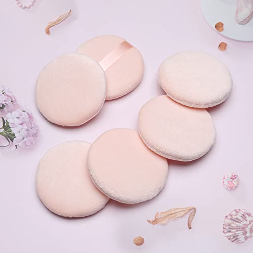 6 Pcs pure cotton super soft powder puff, washable powder puff, loose powder puff, foundation make-up, 2.65 inch round puff. - Image 5