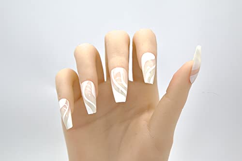 24 Piece Lime Green Wavy Medium Coffin Press On Nails Full Cover Set - Image 2