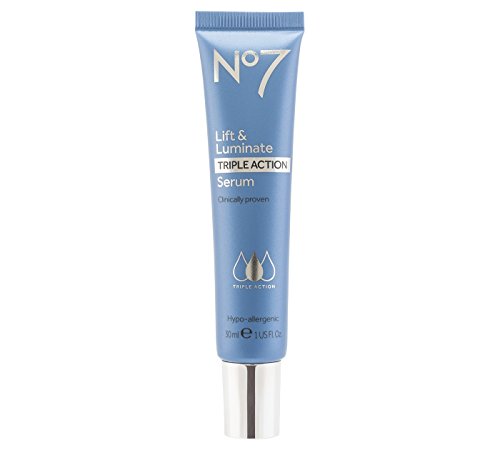 No7 Lift & Luminate Triple Action Face Serum - Collagen Peptide Anti Wrinkle Serum + Brightening Emblica & Vitamin C Face Serum + Pro Retinol Skin Firming Hyaluronic Acid & Hibiscus (30ml)