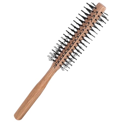 FRCOLOR Small Round Brush Wooden Handle Nylon Bristles Ball-Tipped Pin Tail Comb for Short Hair Styling - Image 8