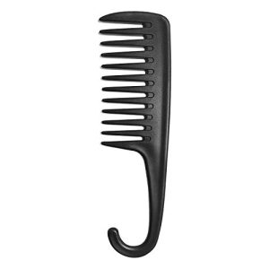 Wide Tooth Comb Shower Comb With Hook, Good for Curly Hair Wet Dry, Premium Tangle Free Combs Black.
