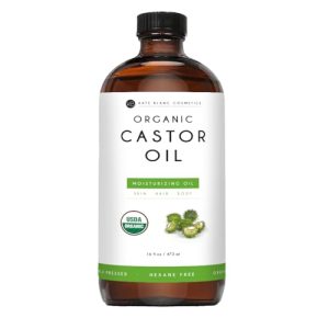 Organic Castor Oil 16oz Pure Cold-Pressed Natural for Skin and Hair Care