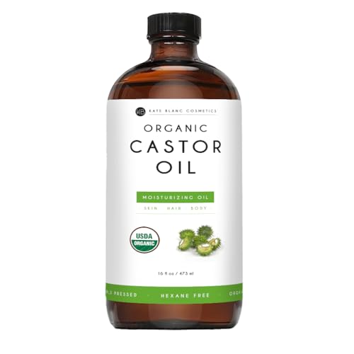 Organic Castor Oil 16oz Pure Cold-Pressed Natural for Skin and Hair Care
