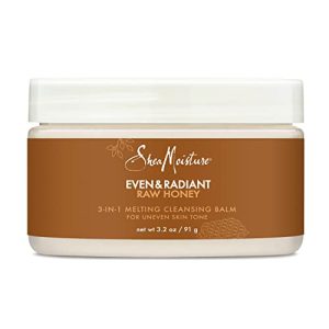 SheaMoisture Even and Radiant Face Cleanser For Uneven Skin Tone and Dark Spots 3-in-1 Cleansing Balm With Raw Honey 3.2 oz