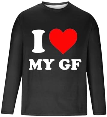 Valentine's Day Long Sleeve T-Shirts for Mens,Trendy Love Heart Printed Workout Sports Athletics Party Tee Tops for Boyfriend - Image 5