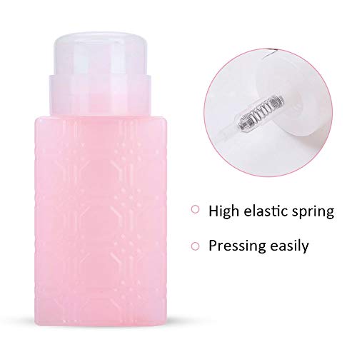 Yctze Push Down Portable Pump Dispenser Bottle for Nail Polish Remover, Makeup Removal, Lotions - Refillable and Suitable for Nail Enhancement Tools (Square Pink) - Image 4