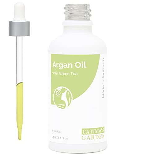 Fatima's Garden 1.7 Fl Oz 100% Natural Argan Oil with Green Tea for Face and Hair