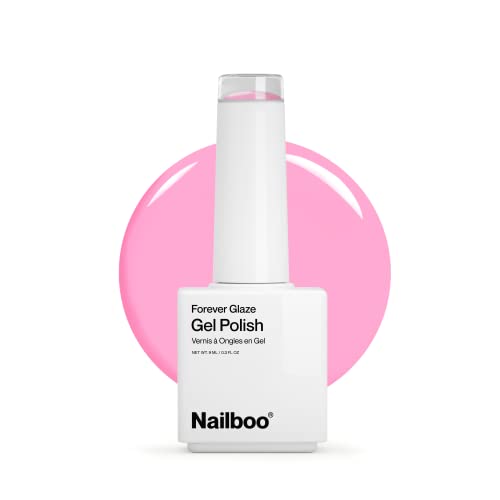 Nailboo PREMIER Forever Glaze Gel Nail Polish, (Bright Pink) Princess Pink LED Nail Lamp Gel Polish, Self-Leveling DIY Nails, Salon Quality Nail Color, Glossy Long-Wear, 0.3 oz.