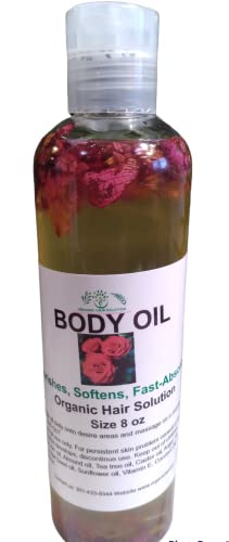 Organic Hair Solution- NOURISHING BODY OIL WITH ROSE SCENT-Plant-based Formula, Dry Skin Moisturizer & Hydrating Body Massage Oil, for Radiant & Healthy Glow, Nourishing After Shower & Bath Oil (8 oz) - Image 8