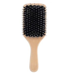 Wooden Cushion Paddle Boar Bristle Hair Brush with Nylon Detangling Pins for All Hair Types