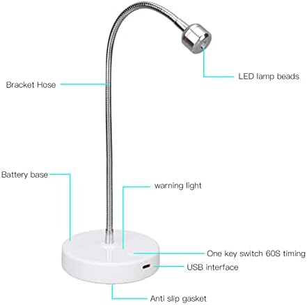 Nail Lamp, USB 3W UV Led Nail Lamp for Gel Nails, 360° Rotatable Gooseneck Gel Nail Light Nail Dryer Polish Lamps, 60S Timing Light, Gel Curing Lamp for Salon, Home Use (LAJS5d4) - Image 7