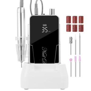 Makartt Professional Nail Drill, Nouvella 35000RPM Electric Nail Filer Machine with Coreless Motor for Acrylic Gel Nail, Rechargeable Efile with Nail Drill Bit Set, Manicure Salon Home DIY Use, Black