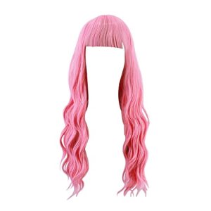 Synthetic Wigs with for Women 26.7 Inch Long Curly Hair Big Wave High Temperature Silk Fiber Hair Synthetic Wig Wig Long Wig Wigs For Black Women Human Hair Curly Hair Brush (Pink, One Size)