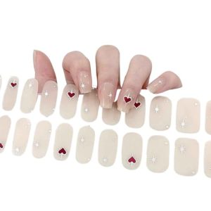 Daylight Gel Nail Strips, Nail Wraps, NO UV Light Needed Nail Polish Strips, Nail Stickers, No Top Coat Needed and Extra Thickness, Gel Nail Strips for Women Nail Art (Y2K Neutral Heart)