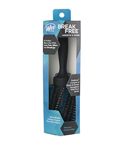 Wet Brush Smooth & Shine Round Brush - For Thick to Coarse Hair - A Perfect Blow Out with Less Pain, Effort and Breakage - Spiral Bristle Design Creates Smoother Styles, Black - Image 3