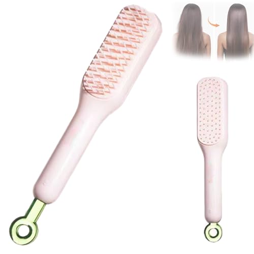 Pink Self-Cleaning Anti-Static Massage Hair Comb for Women Easy Clean Brush