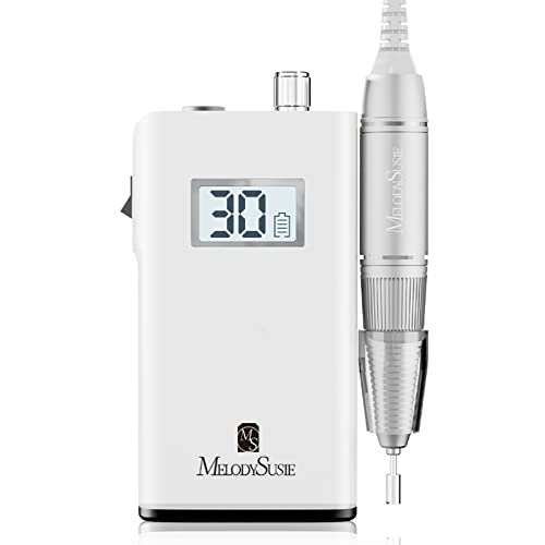 MelodySusie Rechargeable 30000 RPM Nail Drill with Long Life Battery and 300 Sanding Bands (Black) - Image 2