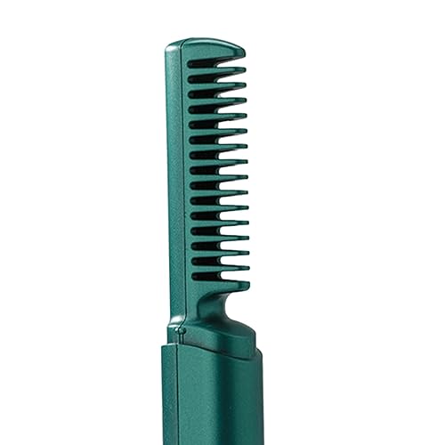 Cordless Hair Straightener Brush Hot Comb Fast Heating Straightening Brush Heated Hair Straightener Comb for Home Travel Men, Green - Image 6