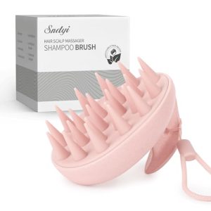 Sndyi Scalp Massager Shampoo Brush, Scalp Scrubber with Soft Silicone Bristles, Scalp Exfoliator for Dandruff Removal, Wheat Straw Hair Scalp Massager for Hair Growth, Wet Dry Scalp Brush, Pink