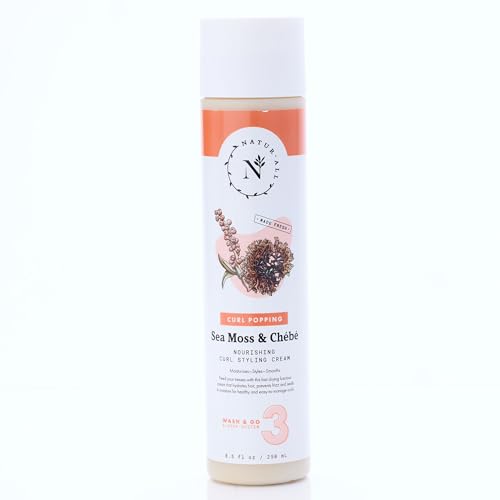NaturAll Sea Moss & Chebe Curl Cream - Sulfate-Free 3 in 1 Curl Defining Cream Enhances Curl Shape, Hydrates Hair & Reduces Frizz – Curl Activator Cream to Define All Curl Types & Textures (8.5 Oz)