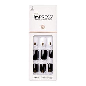 Midnight Drive Black White Short Squoval Press On Nails 30 Piece Set