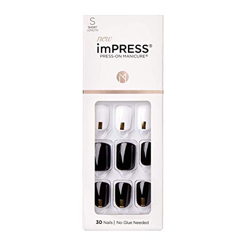 Midnight Drive Black White Short Squoval Press On Nails 30 Piece Set