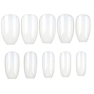 Acrylic Nails Tips Short Coffin 500PCS Ballerina Artificial False Nail Tip Full Cover 10 Sizes with Box for Art Salons & Home DIY (Natural)