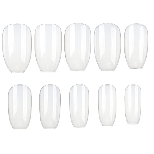 Acrylic Nails Tips Short Coffin 500PCS Ballerina Artificial False Nail Tip Full Cover 10 Sizes with Box for Art Salons & Home DIY (Natural)