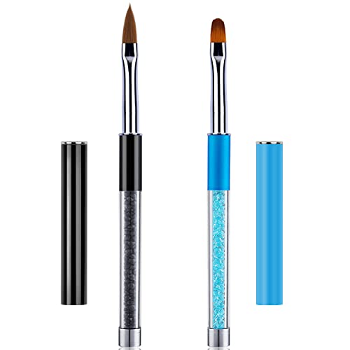 SILPECWEE 2Pcs Acrylic Nail Art Brushes Set for Easy Nail Design and Painting