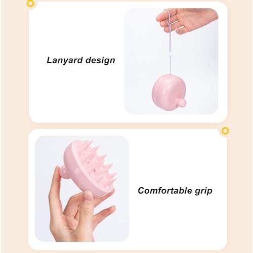 2pcs Hair Washing Shampoo Brush Soft Bristles, Easy Lathering, Hanging Design, Comfortable Grip, Detachable Design for Deep Cleaning and Itching Relief, with Silicone Lanyard, Pink - Image 4