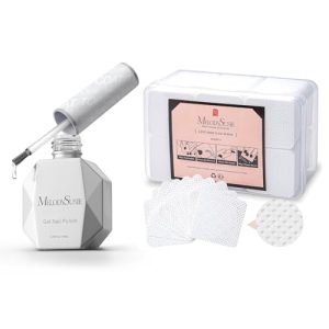 MelodySusie Gel Top Coat - 15ml No Wipe Top Coat with Lint Free Nail Wipes, 1050 PCS Absorbable Nail Polish Remover Pads