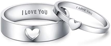 LAVUMO Matching Heart Promise Rings for Couples I Love You Engagement Wedding Ring Band Sets for Him and Her Stainless Steel High Polished Comfort Fit - Image 3
