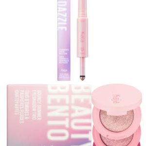 Kaja Wink Dazzle 02 Champagne Sequin + Beauty Bento Collection - Bouncy Eyeshadow Trio 01 Rosewater, 0.03 Oz Bundle