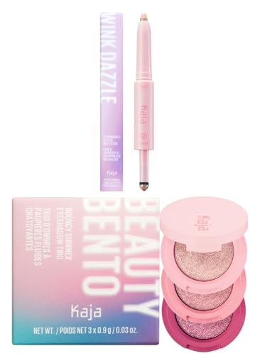 Kaja Wink Dazzle 02 Champagne Sequin + Beauty Bento Collection - Bouncy Eyeshadow Trio 01 Rosewater, 0.03 Oz Bundle