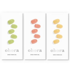 ohora Semi Cured Gel Nail Strips (N Cream Sunshine, N Cream Sprout, N Cream Freesia) -The Spring Trio -Works with Any UV Nail Lamps, Salon-Quality, Long Lasting, Easy to Apply & Remove
