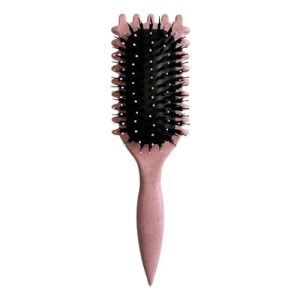Curly Hair Brush, Brush for curly hair,Bounce & Curl Brush,Boar Bristle Hair Brush Styling Brush for Detangling, Shaping and Defining Curls For Women and Men Less Pulling (Pink)