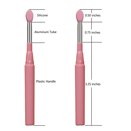 7pcs Silicone Makeup Brushes with Caps. Perfect tools for applying cream or liquid Lip Mask and Eyeshadow (Pink) - Image 2