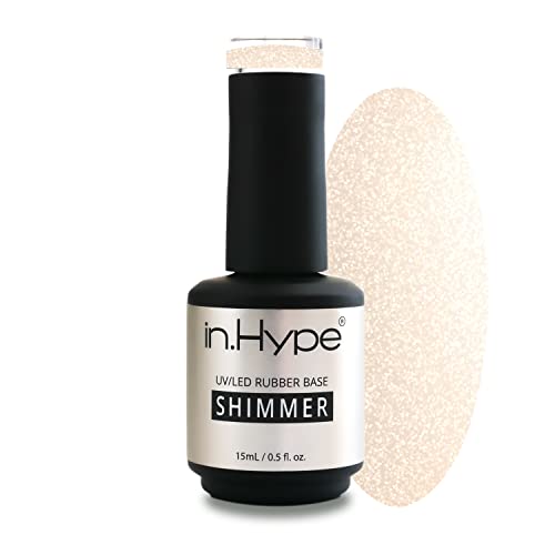 IN.HYPE Golden Sands Rubber Base Gel - Shimmer, Soak Off, UV/LED Curable, 15ml Capacity
