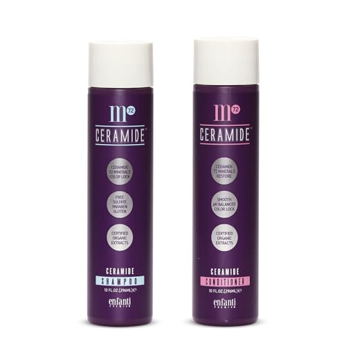 M72 Ceramide Shampoo and Conditioner Set 10 oz for Moisturizing and Strengthening Hair