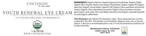 Dr Joe Lab Organic Youth Renewal Eye Cream - 1 oz - Visibly Restore Firmness & Elasticity - Intensive Hydrating & Moisturizing Formula Perfect for Mature & Sensitive Skin Types! Rejuvenating - Image 4
